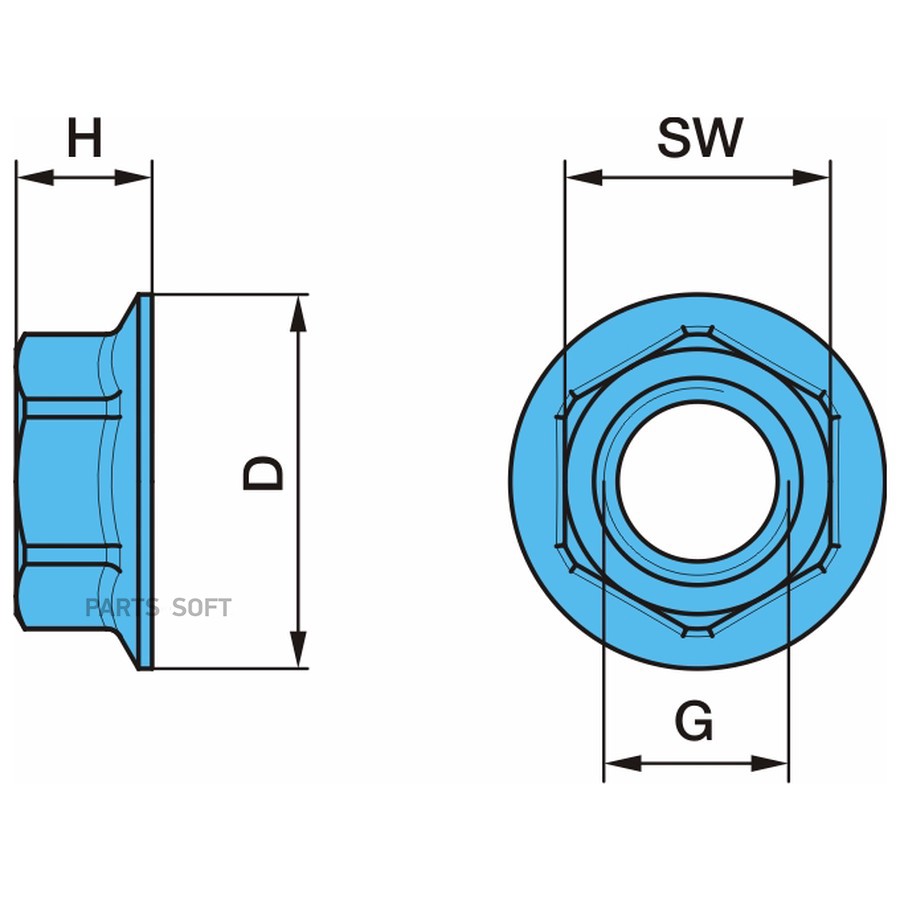 Гайка BPW / крепл пневморессоры _ M12-10х1,75 SW17-?24-9H / Oe 0252733380