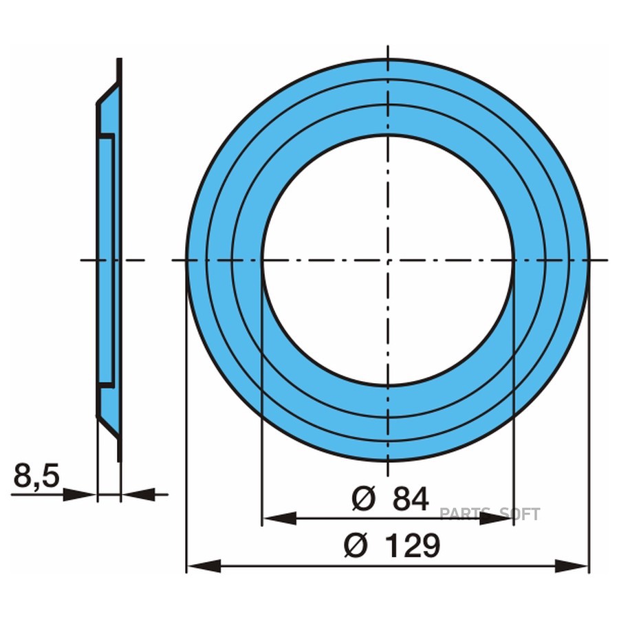 Кольцо BPW / маслоотр подш -33116 . Eco- 8т . ?84-?129-8.5H /  0301093330