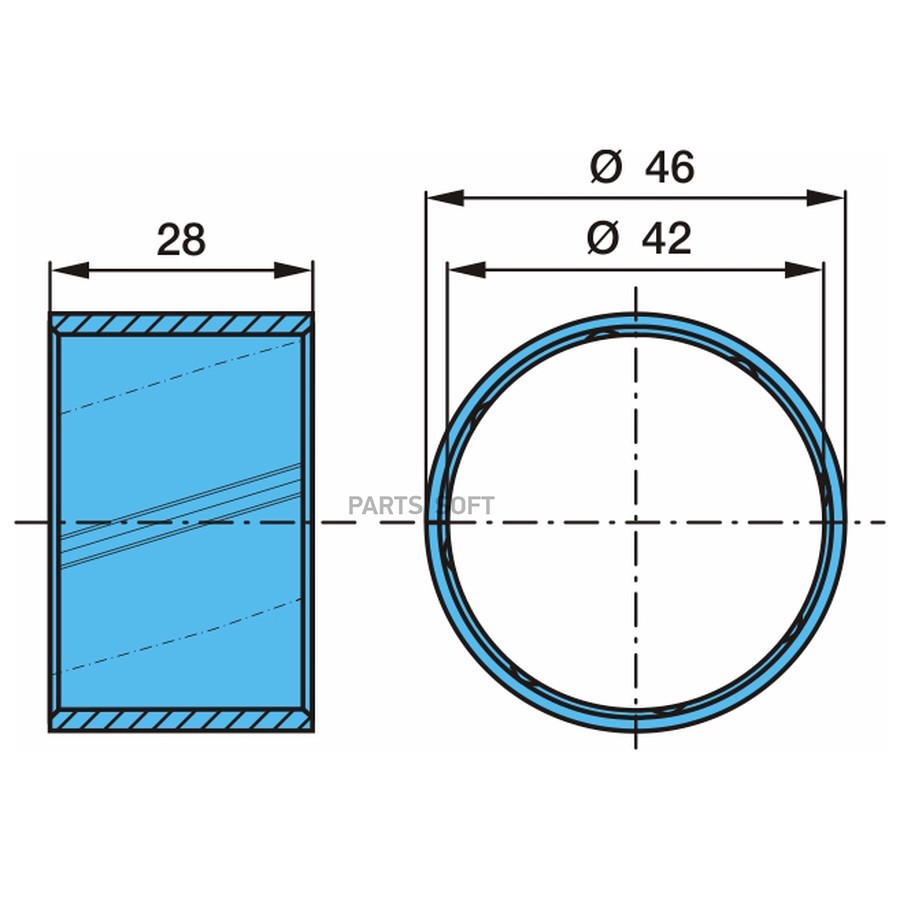 Втулка BPW / торм вала поворотной оси  _ ?42-?46-28h _ латунь _ H..LL / Oe