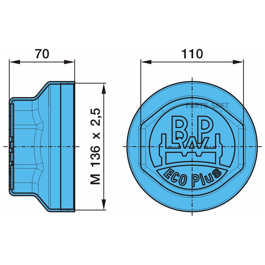 Крышка BPW / ступицы M136*2.5    (надпись на крышке ECO+)