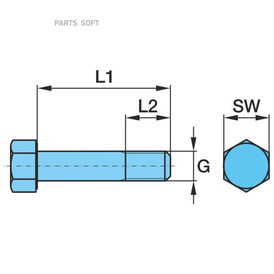 Болт BPW / амортизатора _ M24*3.0 - 275L _ 8.8 _ SW36 _ резьба-45mm / Oe