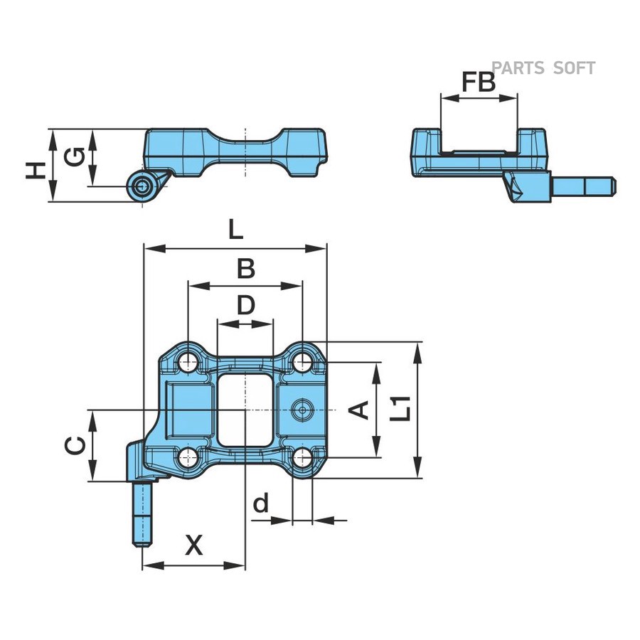 $ Кронштейн амортизатора BPW прав. с пальцем