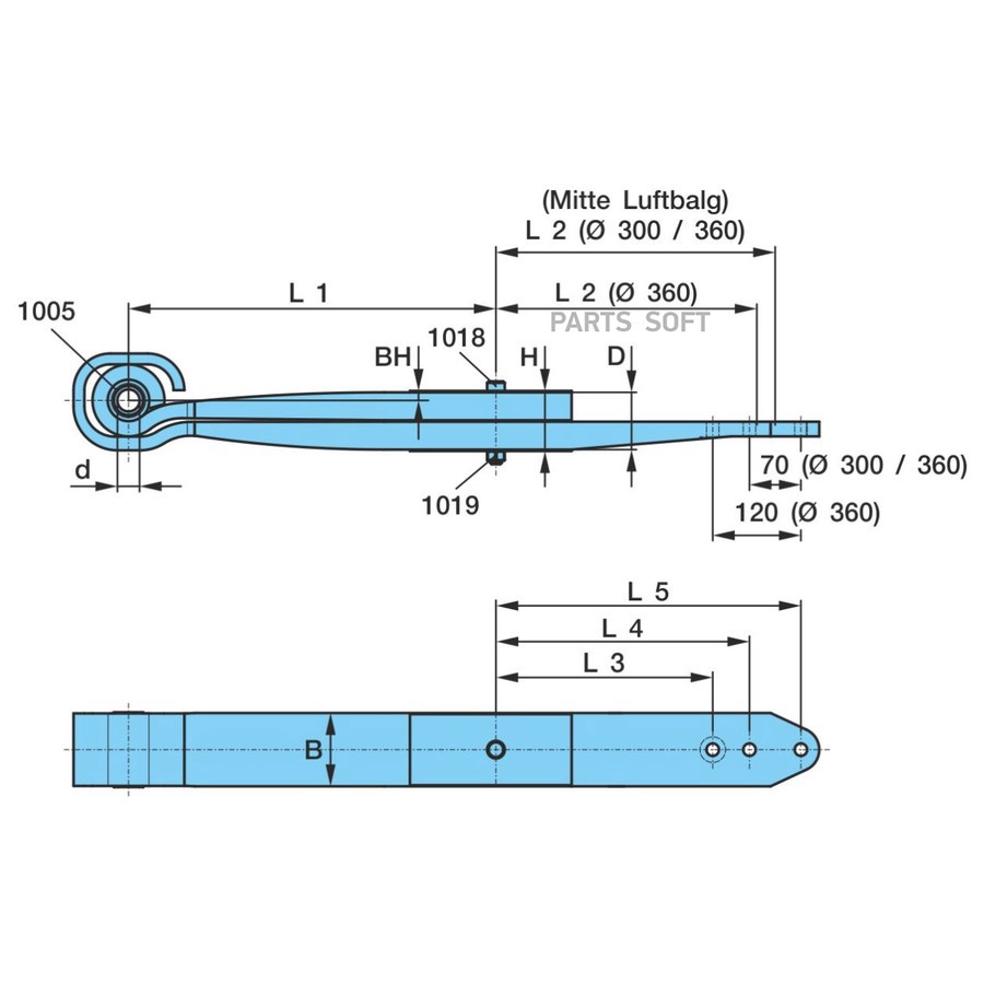 $ Полурессора  500/355+380 SGS2X43 H= 92